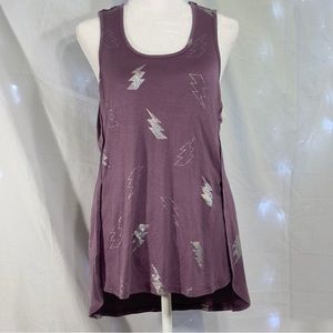 Material Girl Active Purple Tank Top w/ silver lightening bolts